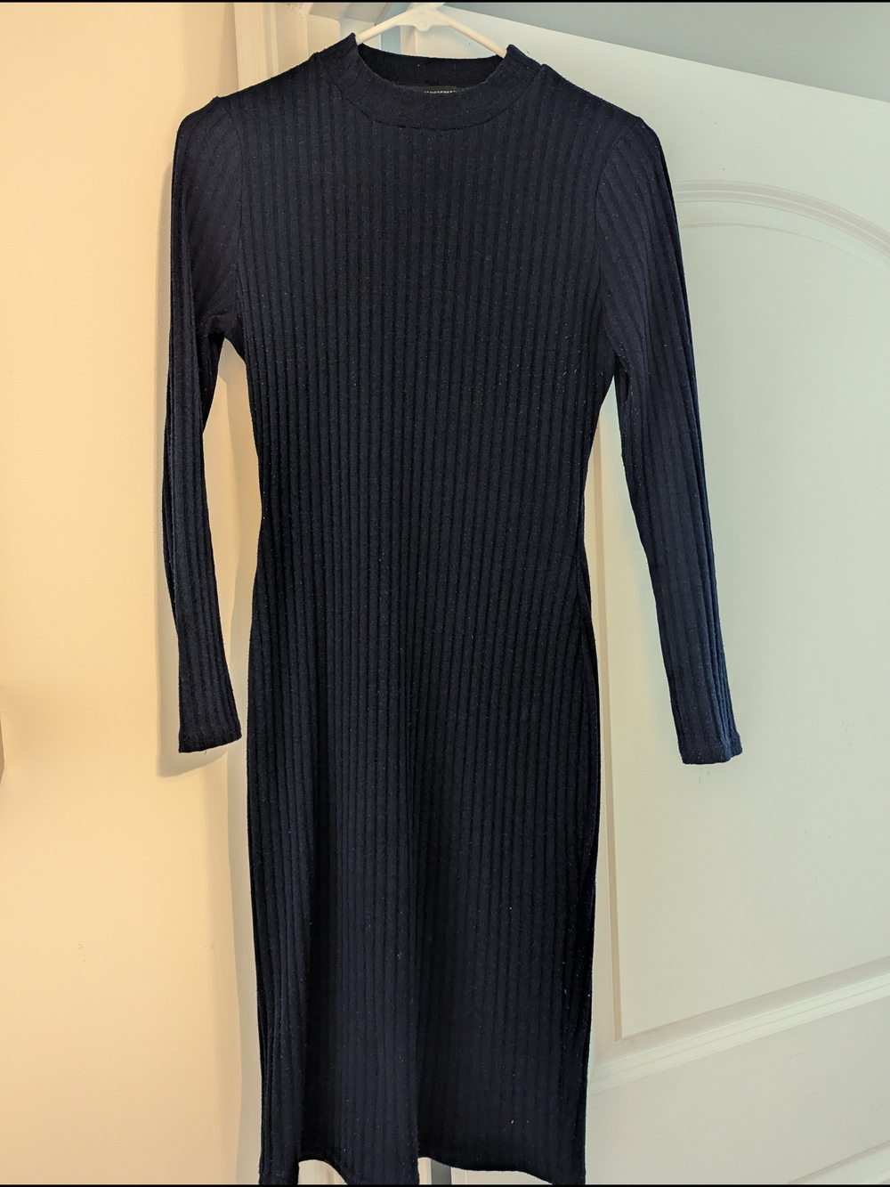 Atmosphere Navy Ribbed Long Sleeve Midi Dress